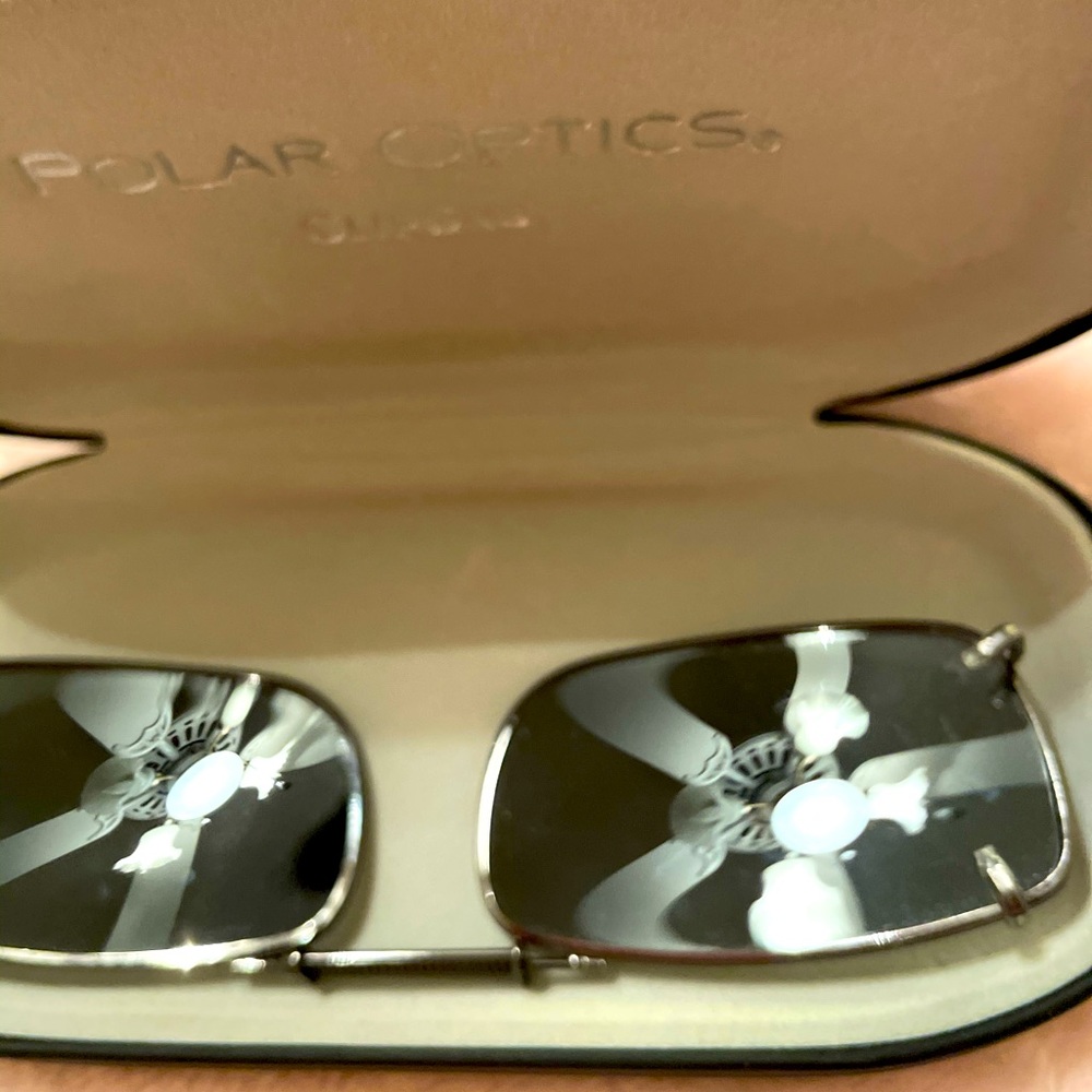 Polar Optics clip glasses with case